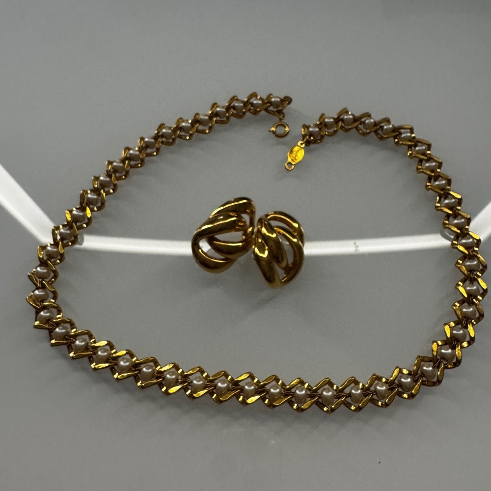 Napier Gold and White Necklace Elegant Braided Design